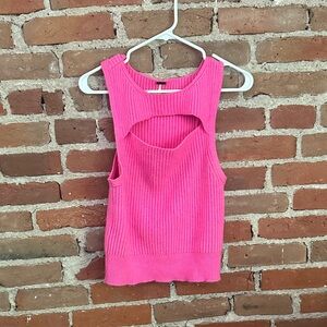 Pink Sleeveless Knit Top with Cut Out